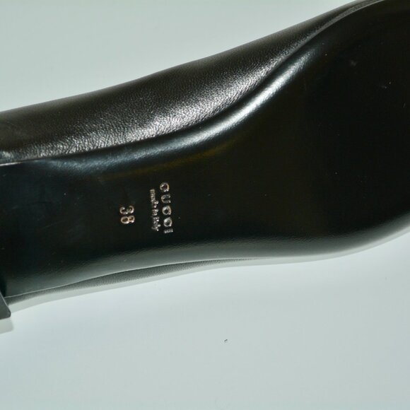NIB GUCCI SALANDIA LEATHER PEEP TOE FLATS SHOES - Picture 9 of 10
